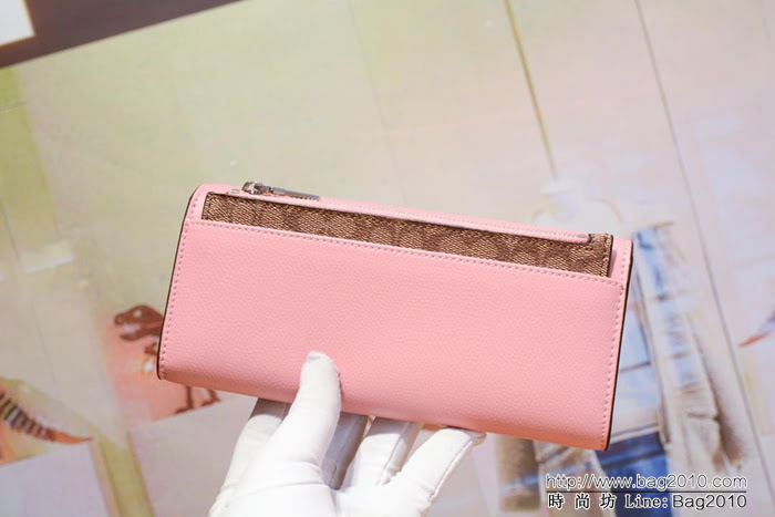 COACH蔻馳 F52689 女士信封錢包 簡單優雅 卡位/零錢位齊全 時尚按扣  Chz1329